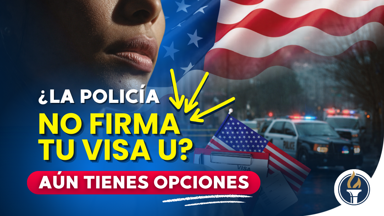 Policía negando firma visa u